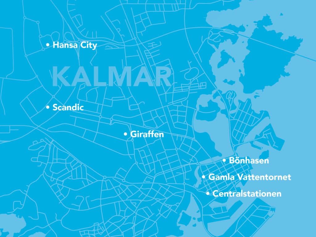 Karta med Kalmar Energis elmackar